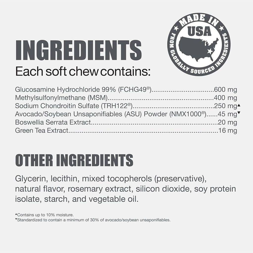 Nutramax Laboratories Dasuquin with MSM Joint Health Supplement for Small to Medium Dogs - With Glucosamine, MSM, Chondroitin, ASU, Boswellia Serrata Extract, and Green Tea Extract, 84 Soft Chews