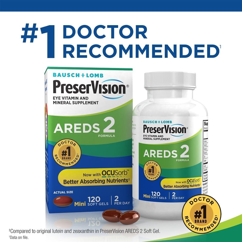 PreserVision AREDS 2 Eye Vitamin & Mineral Supplement, Contains Lutein, Vitamin C, Zeaxanthin, Zinc & Vitamin E