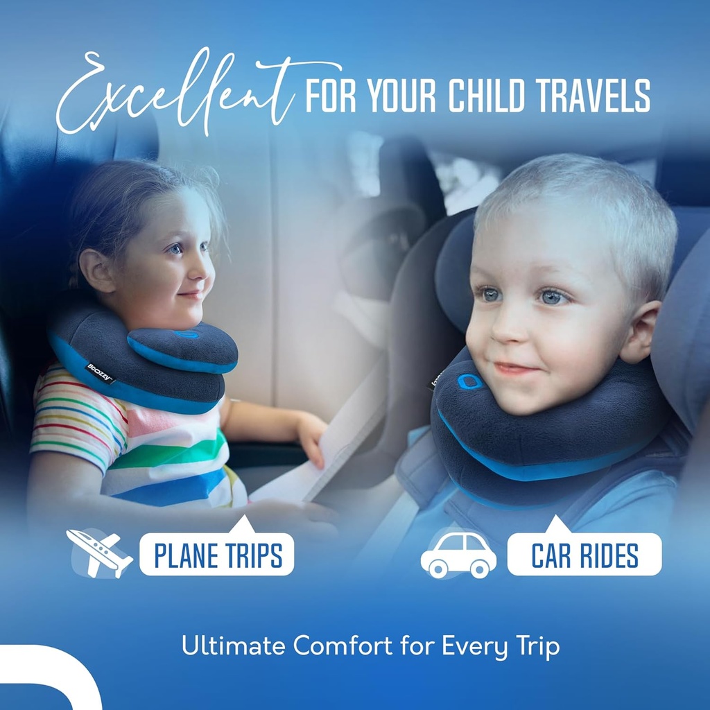BCOZZY Neck Pillow for Travel Provides Double Support to The Head, Neck, and Chin in Any Sleeping Position on Flights, Car, and at Home, Comfortable Airplane Travel Pillow