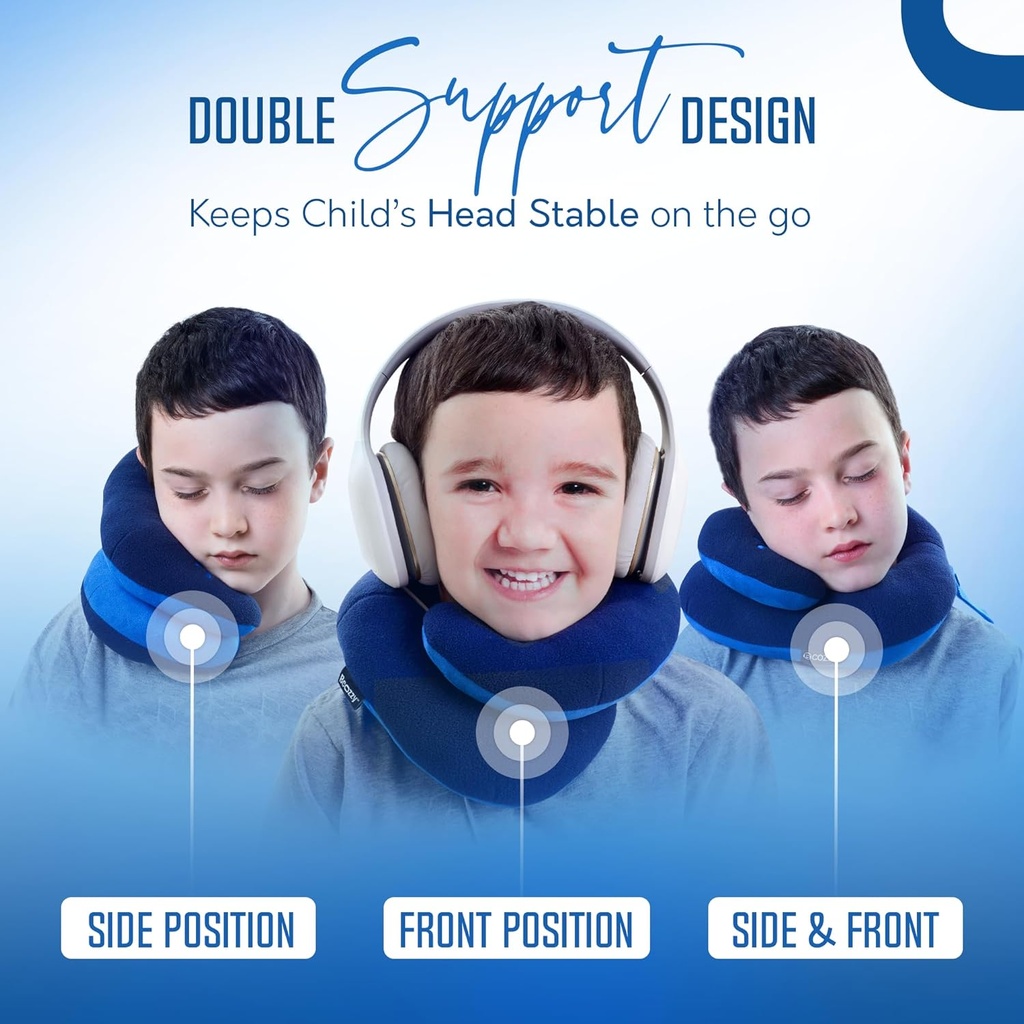 BCOZZY Neck Pillow for Travel Provides Double Support to The Head, Neck, and Chin in Any Sleeping Position on Flights, Car, and at Home, Comfortable Airplane Travel Pillow